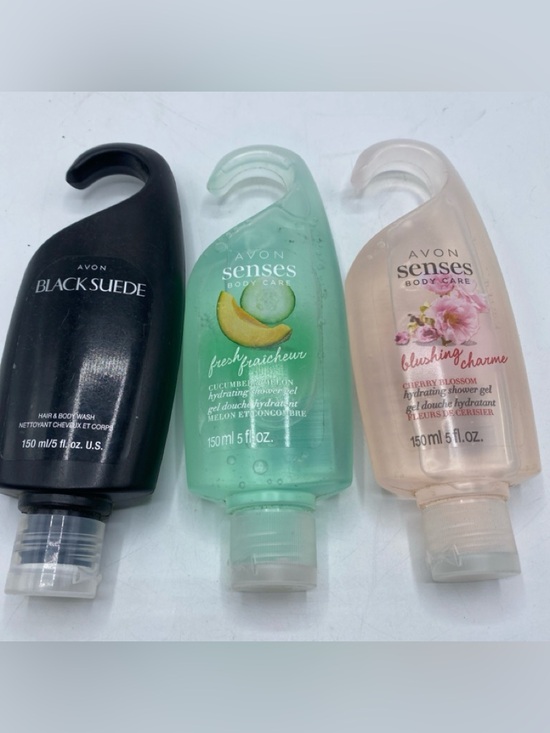 Avon Other - AVON Black Suede Hair Body Wash Senses Body Care Cherry Blossom Cucumber Melon